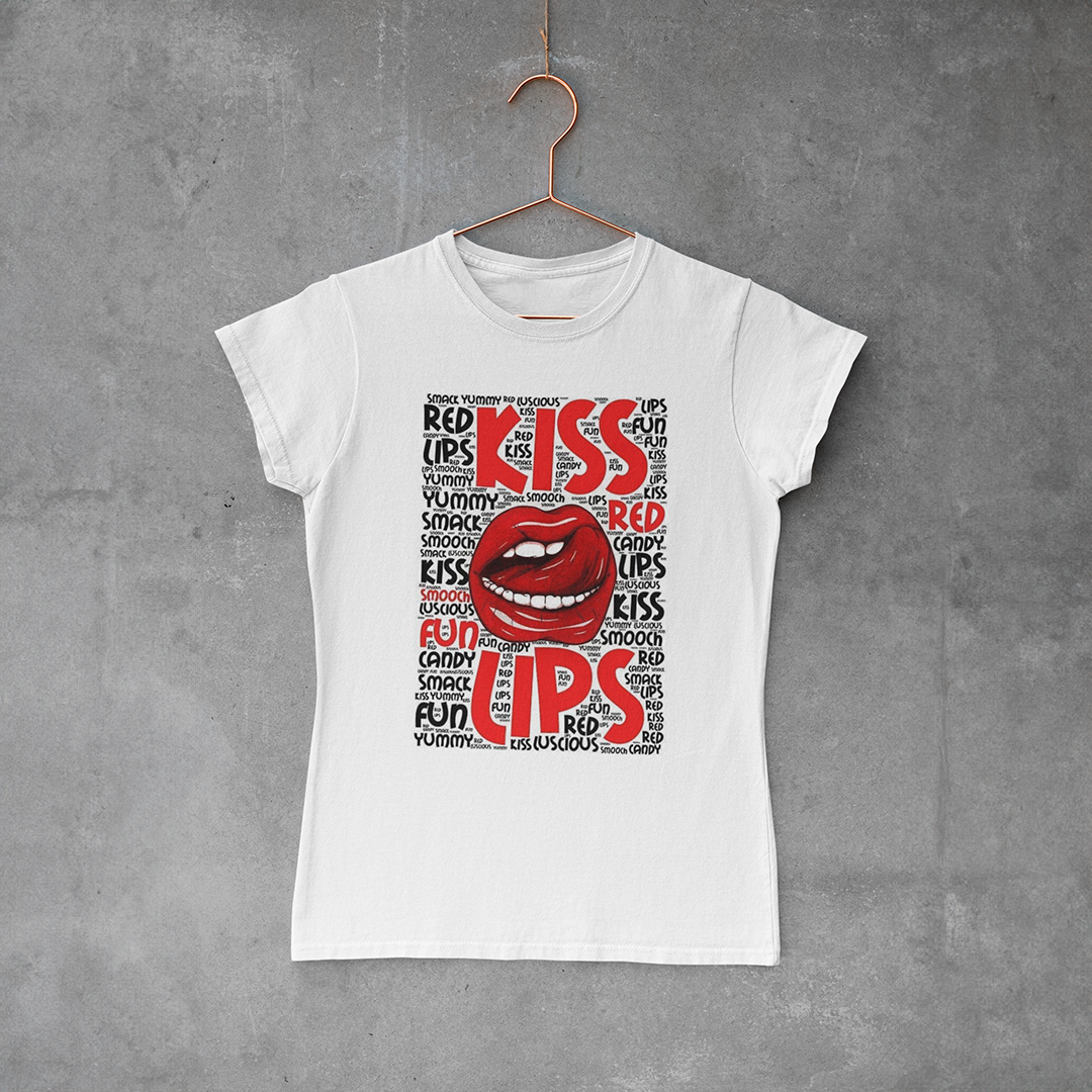 Camiseta Baby Look - Kiss Lips
