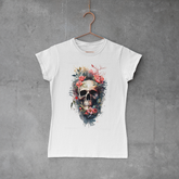 Camiseta Baby Look - Flowers And Bones