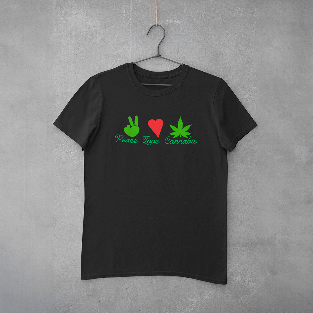 Camiseta Peace Love Cannabis (estampa var. 1)