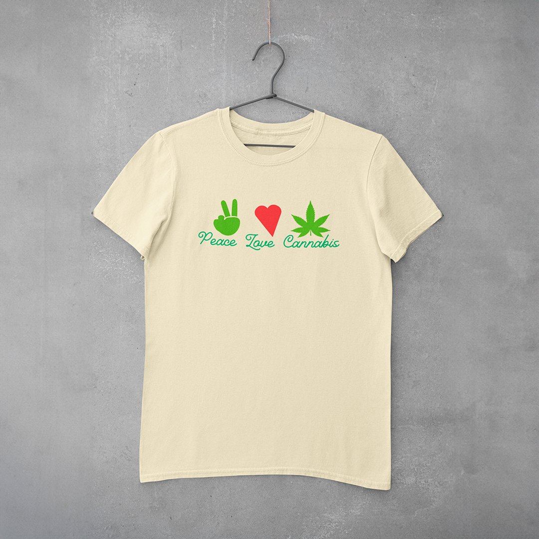 Camiseta Peace Love Cannabis (estampa var. 1)