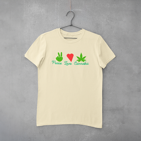 Camiseta Peace Love Cannabis (estampa var. 1)